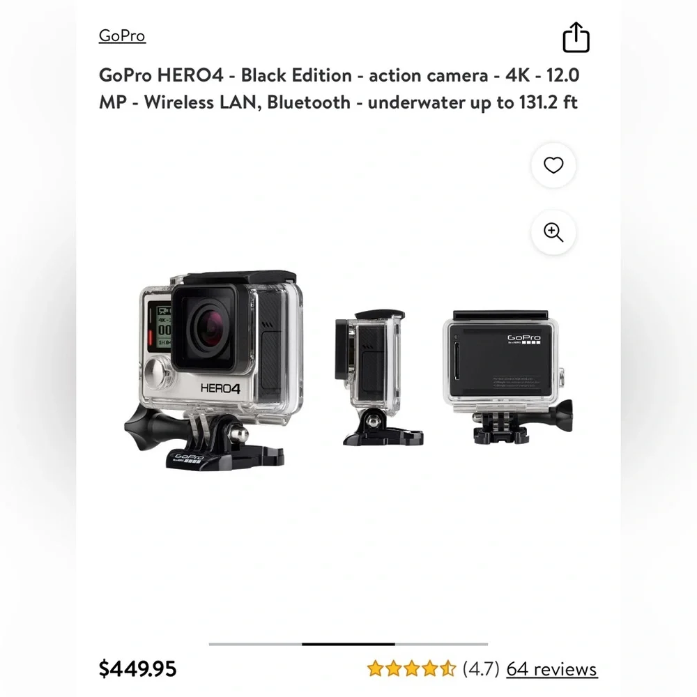 NEW NIB GOPRO 4 BLACK EDITION 4K DESCRIPTION IN PHOTOS